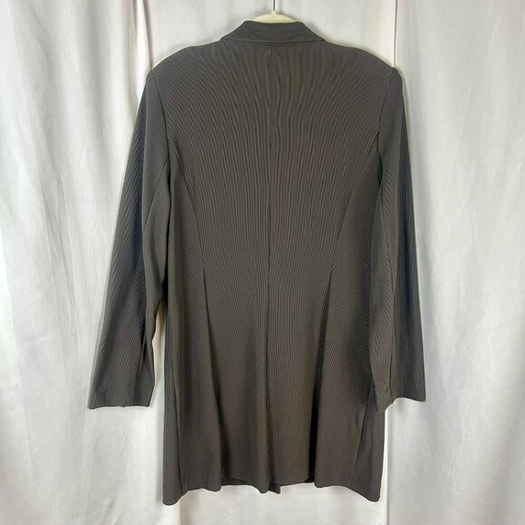 NEW Lynne Ritchie Long Line Ribbed Jacket Women XL Green Gray Lagenlook Minimal - Picture 4 of 6